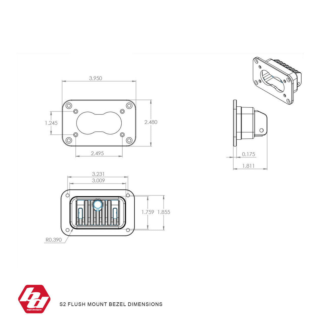 Baja Designs S2 Flush Mount Bezel Kit
